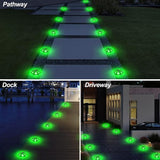 Green Solar Dock Lights Driveway Deck Lights - 12 Packs Waterproof Outdoor LED Aluminum Dock Lighting Warning Step | Lumora