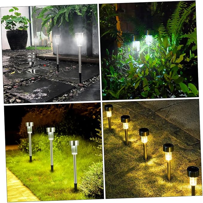 UPKOCH 6pcs Solar Garden Lights Outdoor Landscape Lamp with High-Efficiency Solar Panel Stainless Steel Design for Pathway Villa Park and Decoration