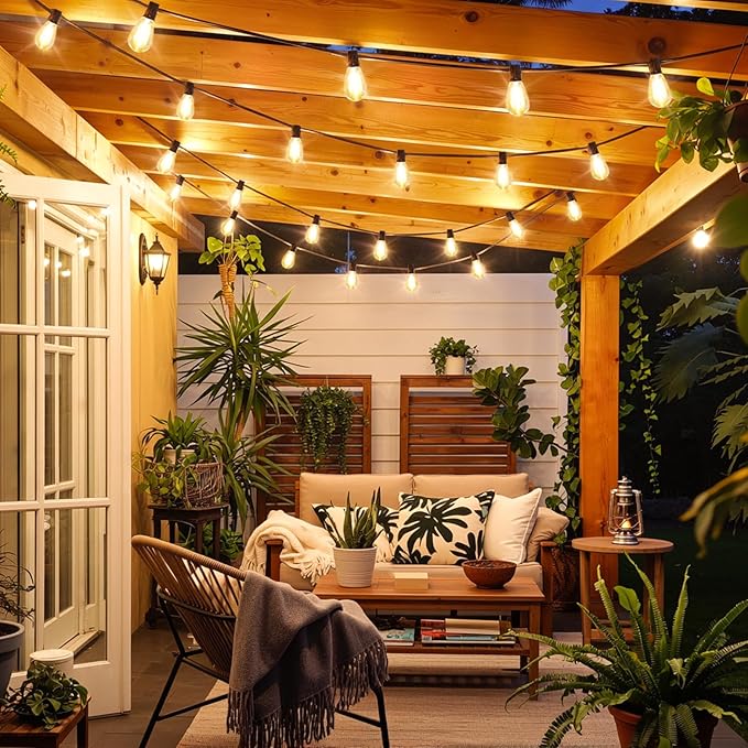 150FT(2x75FT) LED Outdoor String Lights S11 Dimmable Patio Light, with 44+3 Waterproof Shatterproof Edison 2700K | Lumora
