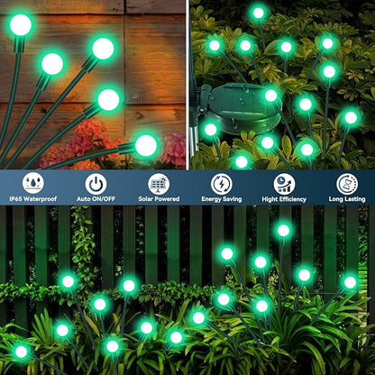 Solar Garden Lights Outdoor Waterproof, 2 Pack 16 LED Swaying Firefly Lights Outdoor Decor Light for Pathway Party Christmas Decoration, Unique Gifts for Women, Green