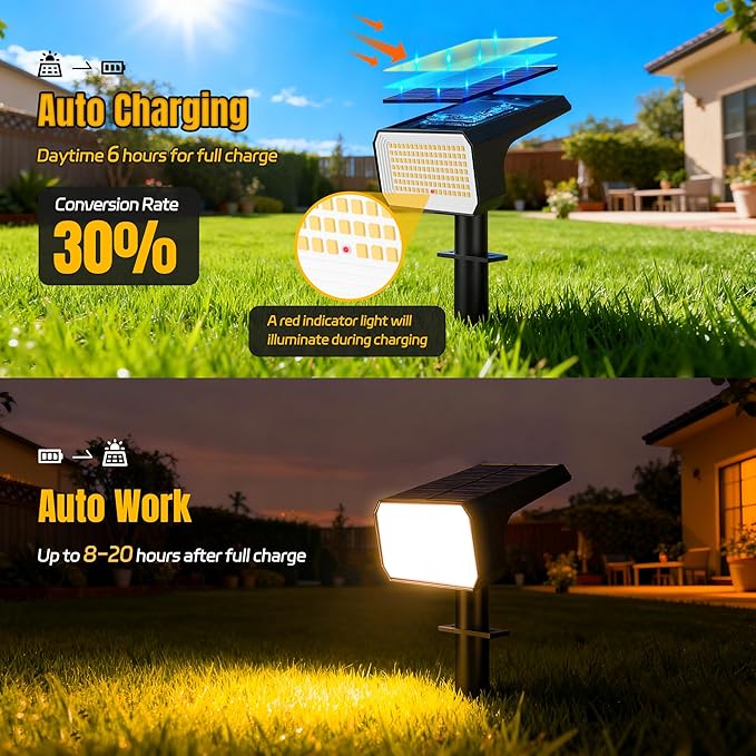 Solar Spot Lights Outdoor, [6 pack/118 LED] 4 Modes Auto On/Off Solar Landscape Spotlights, Ip67 Waterproof Solor | Lumora
