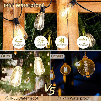 25FT Outdoor String Lights, ST38 Patio Lights with 10+2 LED Bulbs Shatterproof Energy Saving, Outside Hanging Globe Lights for Bistro Backyard Garden Pool Porch
