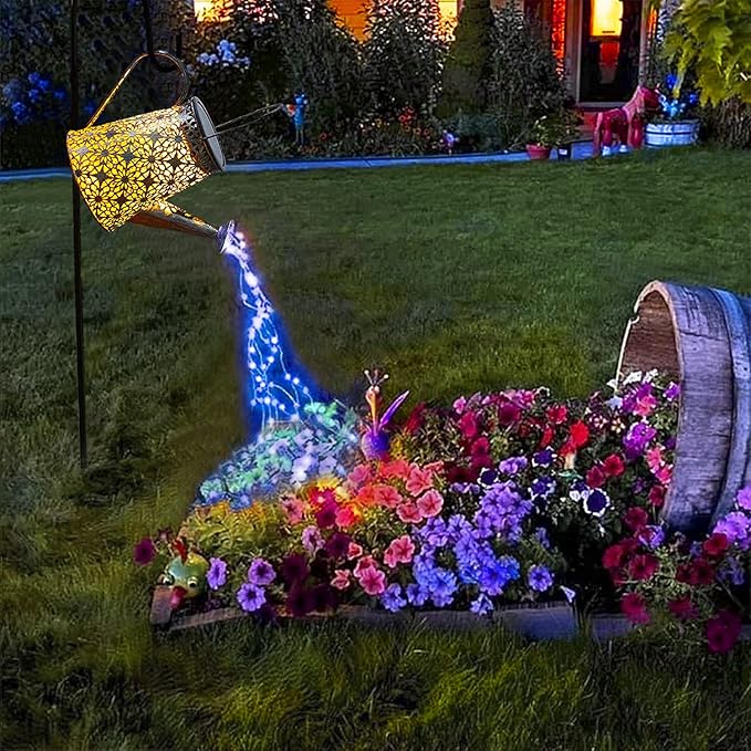 VOOKRY Solar Watering Can Lights, Large Retro Hanging Blue Solar Lights Outdoor Decorative Garden Decor Waterproof for Outside Patio Yard Porch Lawn Landscape, Birthday Gifts for Women Mom Grandma