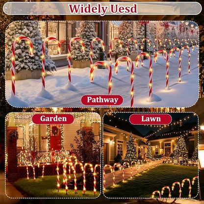 Solar Candy Cane Lights, 12PCS Waterproof Candy Cane Christmas Outdoor Lights with 72LED, 8 Modes 1200mAh Solar Powered Outdoor Decorations Led Light for Christmas Pathway, Yard, Patio, Garden