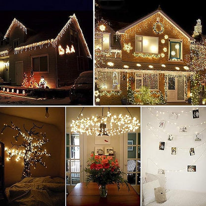 FULLBELL Christmas Lights, Fairy Lights Outdoor 66Ft 200 LED with Memory Modes Controller, Plug in Easter Decor Lights for Bedroom Party Wedding Garden Christmas Tree Indoor Outdoor Decorations