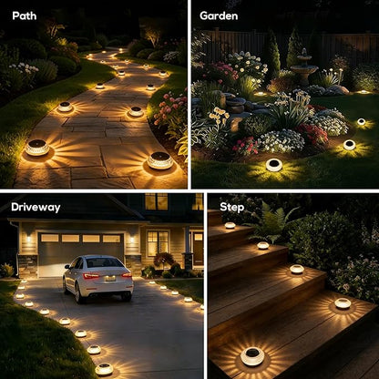 Solar Deck Lights Outdoor - IP67 Waterproof Dock Lights Solar Powered, 12PK Solar Driveway Lights Outdoor Step Lights for Sidewalk Garden Pathway Yard Stair(Warm White)