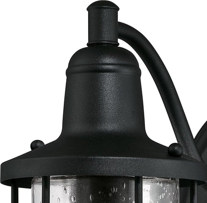 Westinghouse 6334700 Crestview One-Light Outdoor Wall Fixture, Textured Black Finish with Clear Seeded Glass