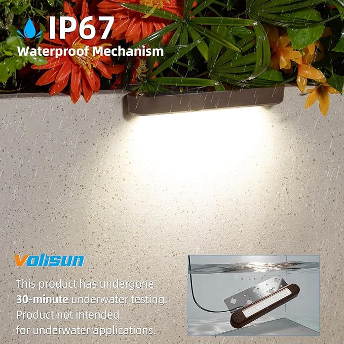 VOLISUN 7 Inch Retaining Wall Lights, IP67 Waterproof Hardscape Lighting, Cuttable Low Voltage Lighting, 12V Paver Lights, 2.8W Outdoor Step Landscape Lights, 5000K Daylight (6 Pack)