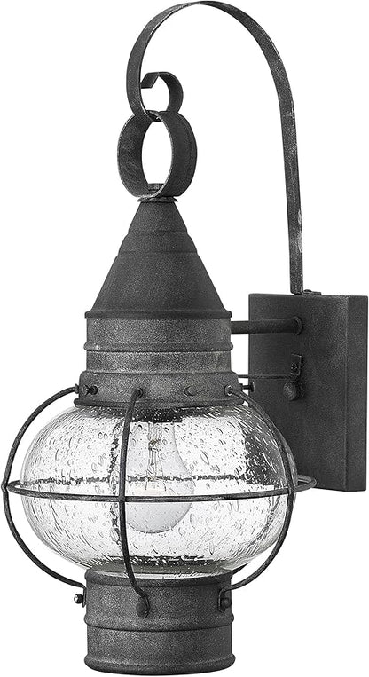 Hinkley Cape Cod 2200DZ Medium Wall Mount Onion Lantern - Clear Seedy Glass, Wet Rated - Aged Zinc