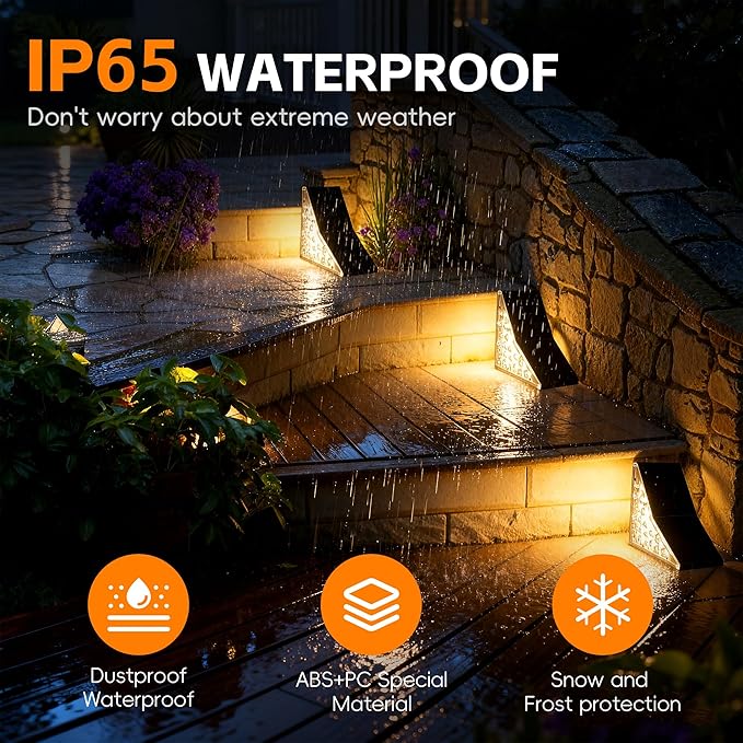 Solar Stair Lights Outdoor, Waterproof IP65 Solar Outdoor Lighting, 1200mAh,19 LED,Outdoor Step Lights,for Garden | Lumora