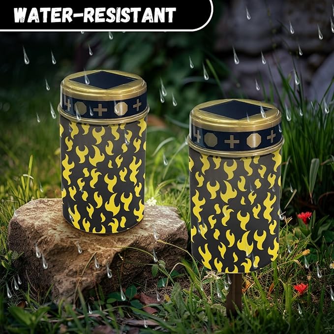Yellow Fire Solar Garden Lights Outdoor Pathway Lights Solar Powered Fairy Lights Flameless Lights Landscape Decoration Lighting for Yard Pation Walkway Lights