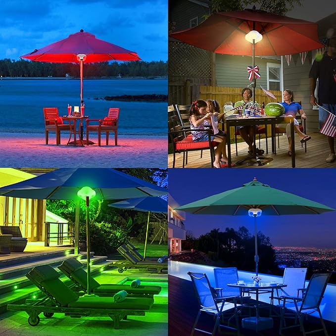 LUXSWAY Color Changing Patio Umbrella Light, Battery Operated - White | Lumora