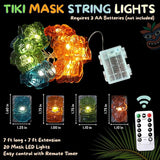 Tiki Mask String Lights Outdoor Waterproof 7FT 20PCS, Tropical Hawaiian Luau Party Lights Battery Operated LED with | Lumora