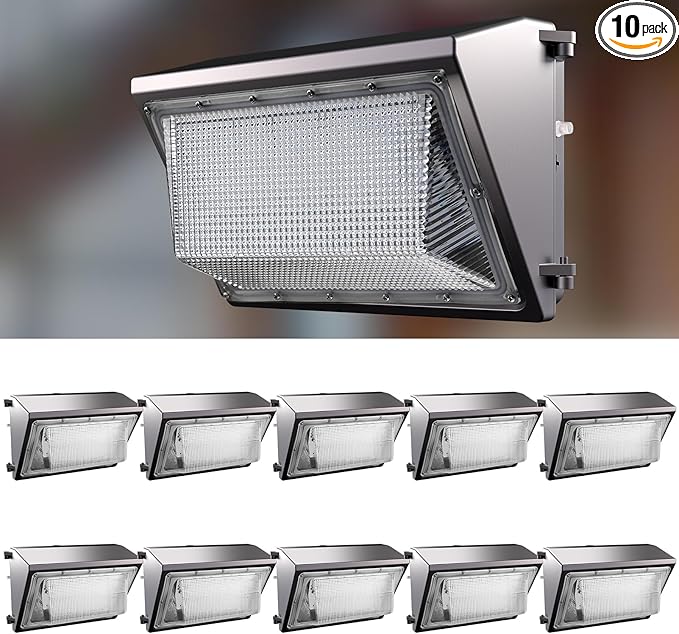 Lightdot 10Pack 150W LED Wall Pack Lights - 22500Lm(150Lm/W) Dusk-to-Dawn (100-277V) 5000K IP65 Outdoor Exterior Lighting Fixture for Warehouse/Parking Lots | 5-Yr Warranty, ETL(Height:10~20ft)