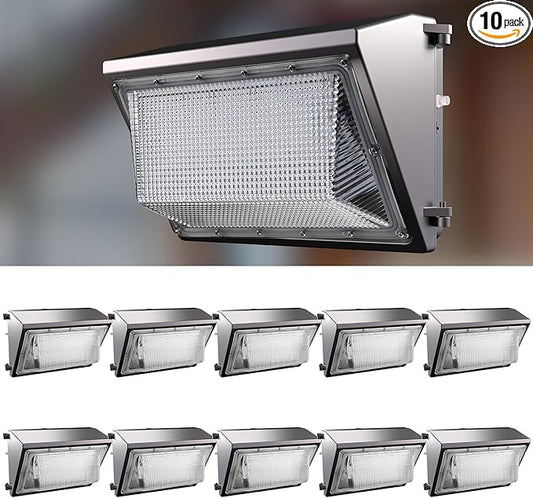 Lightdot 10Pack 150W LED Wall Pack Lights - 22500Lm(150Lm/W) Dusk-to-Dawn (100-277V) 5000K IP65 Outdoor Exterior Lighting Fixture for Warehouse/Parking Lots | 5-Yr Warranty, ETL(Height:10~20ft)