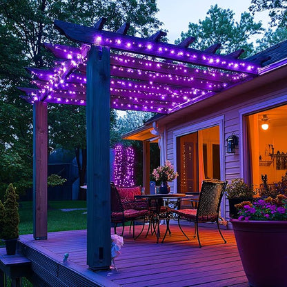 JMEXSUSS 400 LED Purple Christmas Lights Indoor Outdoor, 132 ft String Lights Plug in with Remote, 8 Modes Purple Christmas Tree Lights for Garden Patio Party Christmas Decoration