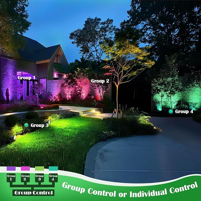 RGB Low Voltage Landscape Lighting, Smart Landscape Spot Lights Outdoor, 12 Volt Color Changing Landscape Lights | Lumora