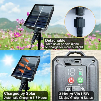 New Upgraded Solar Garden Lights, 6 Pack 48 LED Solar Firefly Lights Outdoor Waterproof, Solar & USB charging, 19 Modes Timer Swaying Light for Yard Pathway Patio Landscape Outdoor Decoration Lights