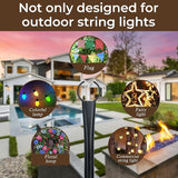 10 Ft String Light Poles for Outside, 6 Pack Heavy-Duty Metal Poles for Outdoor Hanging Lights with Fence Brackets | Lumora