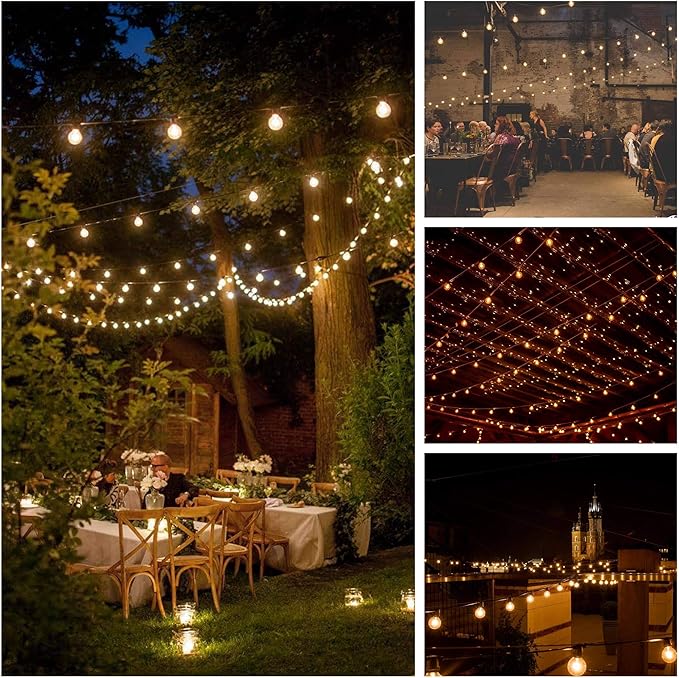 Hometown Evolution, Inc. G50 2" LED Filament Outdoor Patio String Lights with 0.6 Watt Light Bulbs (G50 LED - Black | Lumora