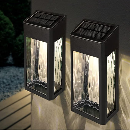 Classy Caps SWL888 - Black Aluminum Lancaster Deck & Wall Light (2 Pack) – Outdoor Solar LED Lighting, Durable Black Aluminum, Real Glass Construction, Perfect for Outdoor Decks, Patios, and Walls.