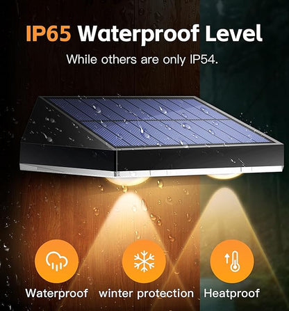 Solar Fence Lights Outdoor, Waterproof LED, 3Lighting Modes (Warm/Neutral/White), SolarPowered Wall Lights with 500mAhBattery,Solar Fence Lights lP65 Weatherprooffor Garden, Yard, Balcony(8-Pack)