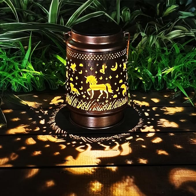 Unicorn Solar Light Outdoor Waterproof Hanging Decoration, Unicorn Metal Solar Decoration LED Lantern Outdoor Garden Decoration, Courtyard, Lawn, Tabletop, Path, Landscaping (Unicorn)