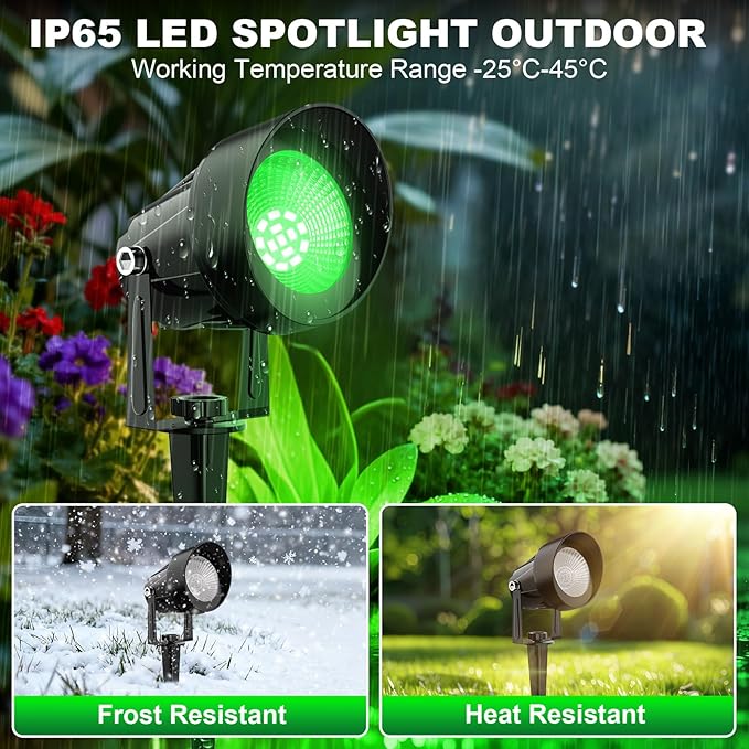 St. Patrick's Day Green Landscape Spotlights, 14 LED Landscape Lighting with US Plug, IP65 Waterproof Outdoor for Tree Yard Garden Pathway Halloween Christmas Decor, 4 Pack