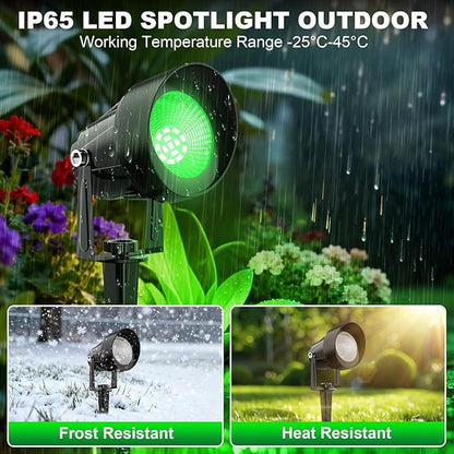 St. Patrick's Day Green Landscape Spotlights, 14 LED Landscape Lighting with US Plug, IP65 Waterproof Outdoor for Tree Yard Garden Pathway Halloween Christmas Decor, 4 Pack
