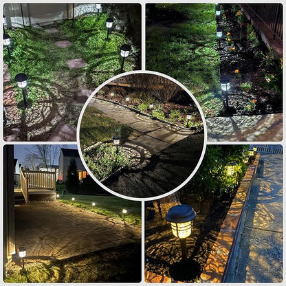 XMCOSY+ Solar Pathway Lights Outdoor Waterproof IP65-2 Lighting Modes LED Solar Powered Garden Lights, Glass Outdoor Lighting for Yard Landscape Walkway Driveway Lawn Decor (Warm White & Cool White)