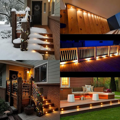 LED Deck Light Kits Warm White, Φ1.22 Recessed Step Light 12 Pack with Black Protective Shell, DC12V Low Voltage LED Deck Lighting, IP67 Waterproof Outdoor Stair Lights for Garden