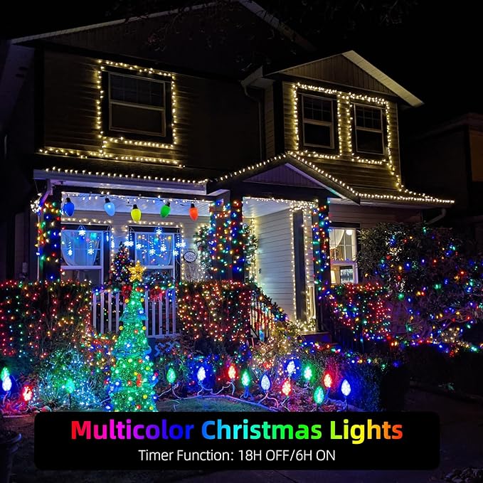 XTF2015 262FT 800 LED Christmas String Lights, Christmas Lights Plug 8 Modes Memory Function with Timer, UL | Lumora