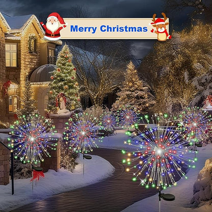 ALSO GO Solar Garden Lights Outdoor Waterproof, 6 Pack 720 LED Solar Firework Lights, Decorative Garden Décor Outside for Flowerbed Pathway Party Christmas Decoration, Multicolor