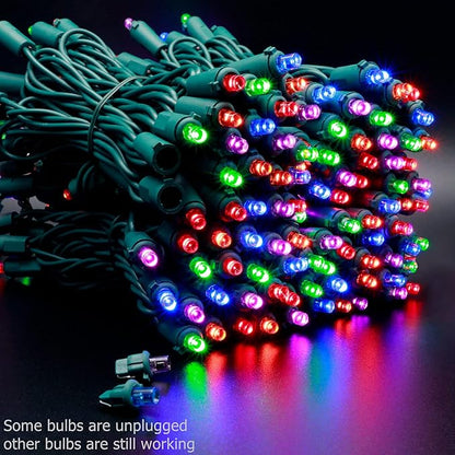 YULETIME 200 Multicolor Wide Angle LED Christmas Lights, 66 Feet Green Wire UL Certified 5mm Holiday String Light Set (Multicolor)