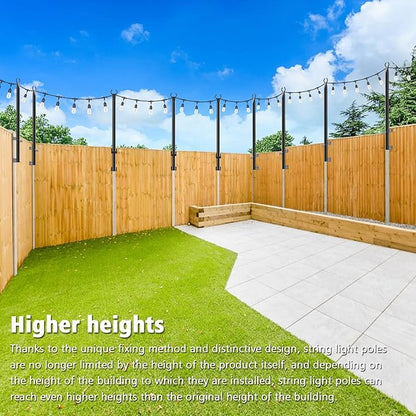 2 Pack 5Ft String Light Poles,Outside String Lights,Outdoor Light Poles,Metal Poles Stand for Patio,Backyard,Deck