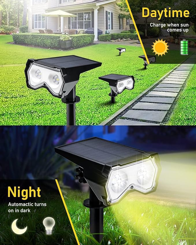 Solar Spotlights Outdoor [ 8 Colors/10 Modes], 2 in 1 Solar Powered Garden Spotlights with IP65 Waterproof, Landscape Pathway Lights for Christmas Decorations Pathway, Porch, Gate (6)