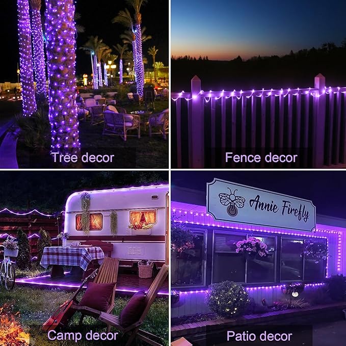 JMEXSUSS 200 LED Purple Solar Halloween Lights, 66 ft Rope Lights Outdoor Waterproof, PVC Tube Purple Christmas | Lumora
