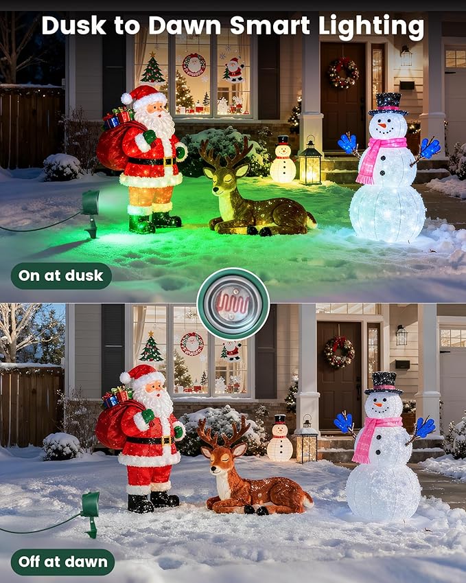 SURAIELEC Dusk to Dawn Christmas Spotlight Outdoor, Red & Green Decorative LED Landscape Spotlights with Timer | Lumora