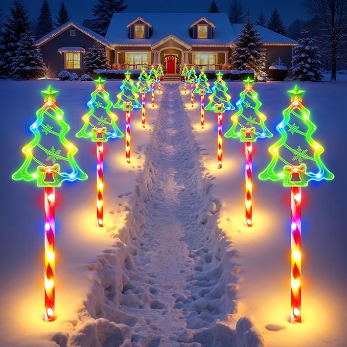 12 Pack Christmas Decorations Outdoor, Solar Christmas Tree Lights with 156 Bright LED and 10 Lighting Modes, 7 | Lumora
