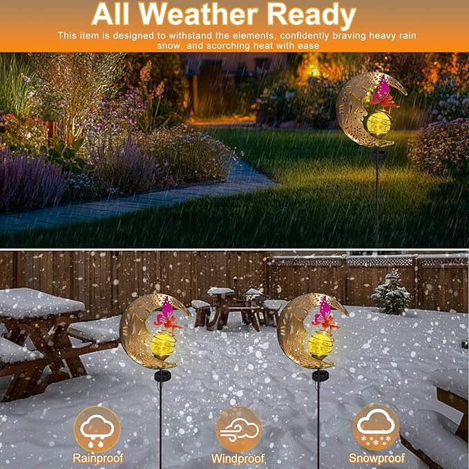 Hunayda Garden Solar Lights Decor,Moon Fairy Pathway Outdoor Stake Lights,Landscape Lights for Yard,Thanksgiving Day,Christmas Day Gift
