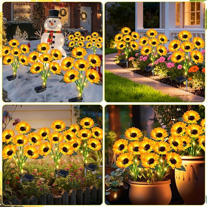 Solar Outdoor Lights Garden Decor,6 Pack Solar Sunflower Lights, 36 Waterproof Garden Decor Flower for Outside Yard Patio,Flower Bed, Pathway, Gift for Women, Mom, Grandma- 6 Pack