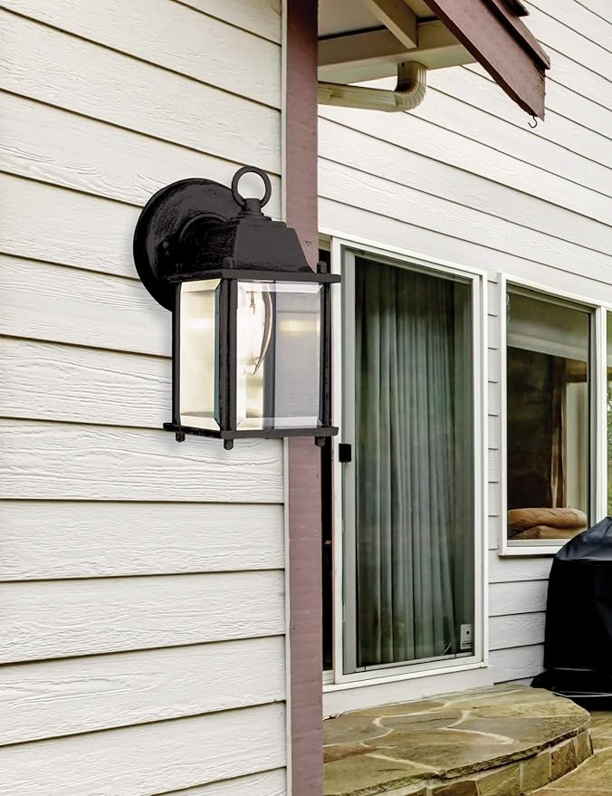 Trans Globe Lighting 40455 BK Outdoor Patrician 8" Wall Lantern, Black | Lumora