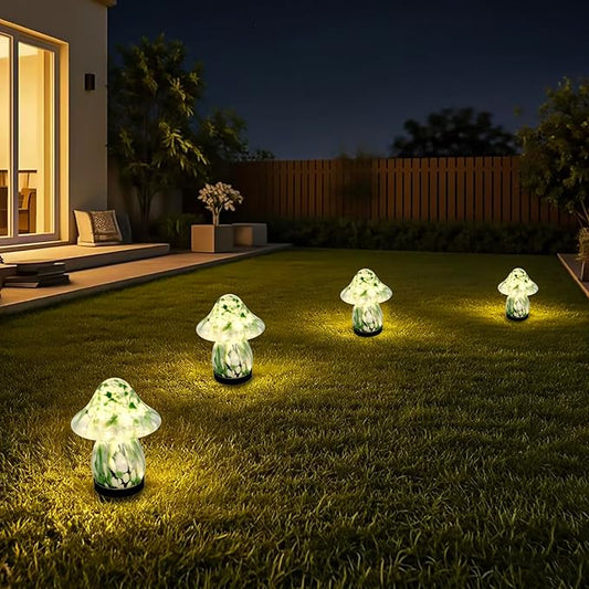 Solar Lights Outdoor Waterproof, Mushroom Garden Décor Powered by Solar, Outdoor Lights for Patio Yard Pathway Backyard Balcony Lawn Landscape Fountain Deck Pool Table Porch Decoration (Green)
