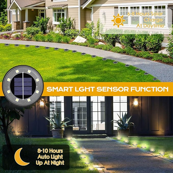 Solar Lights Outdoor 16 Pack, Solar Garden Outdoor Waterproof Pathway Lights Bright In-Ground Lighting Decor for | Lumora