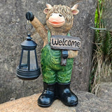 Solar Garden Decor Statues: Handmade Resin Statue with LED Light,Highland Cow Figurine Outdoor Garden Decor Unique | Lumora