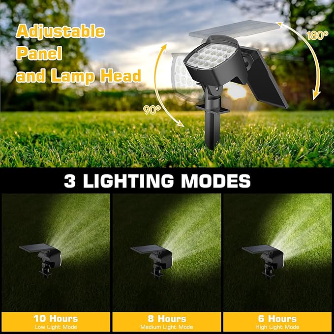 Kaxiida Solar Lights Outdoor Waterproof - 2025 Upgrade 3 Level Ultra Bright Spot Lights Uplights, LED Landscape | Lumora