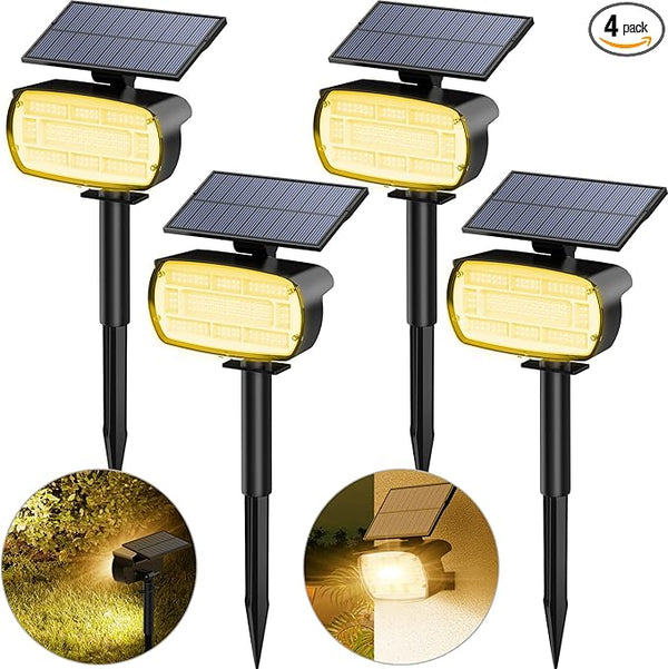 Fabrito Large Solar Spot Lights Outdoor 4 Pack, 1000 Lumens High Brightness, IP65 Waterproof Solar Spotlight with | Lumora