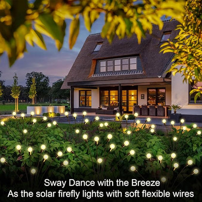 New Upgraded Solar Garden Lights, 6 Pack 48 LED Solar Firefly Lights Outdoor Waterproof, Solar & USB charging, 19 Modes Timer Swaying Light for Yard Pathway Patio Landscape Outdoor Decoration Lights