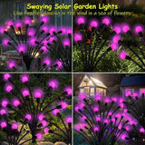 Kohlrabi Solar Garden Lights Outdoor, 10 Pack 80 LED Pink Firefly Lights Waterproof, Sway by Wind, Solar Wind | Lumora