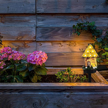 Mushroom Solar Lights Outdoor, Waterproof Fairy Houses Light Mushroom Garden Decor Decorative Solar Powered Garden Stake Lights for Outside Lawn Walkway Patio Yard (Yellow)